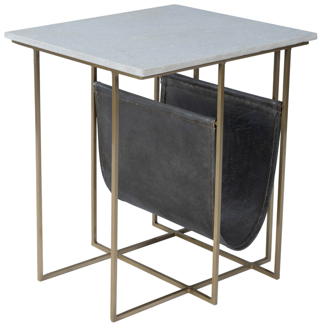 Stephanik 20.25 in. W Rectangular Marble & Leather Magazine Side Table by Butler Specialty Company