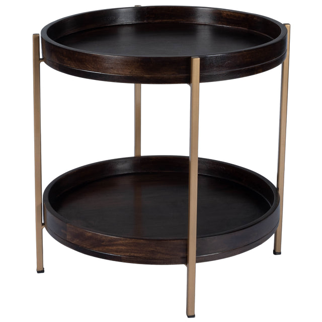 Damirra 23 in. W Round Wood and Metal 2 Tier Side Table by Butler Specialty Company