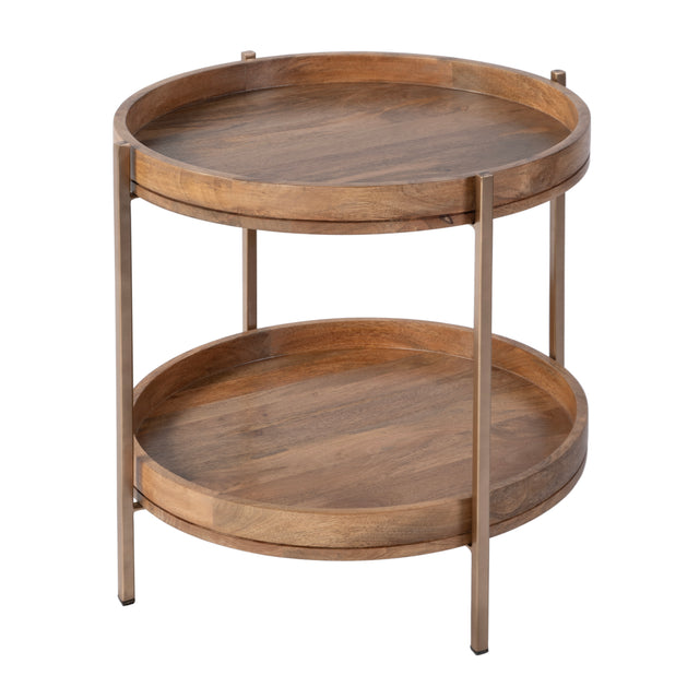 Damirra 23 in. W Round Wood & Metal 2 Tier Side Table by Butler Specialty Company