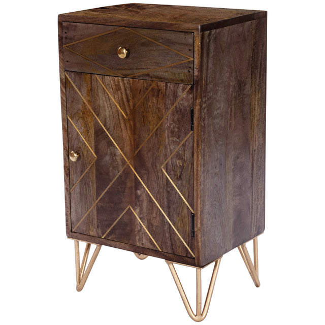 Alda 15.5 in. W Rectangular Wood and Brass Metal Inlay 1 Drawer Accent Cabinet by Butler Specialty Company
