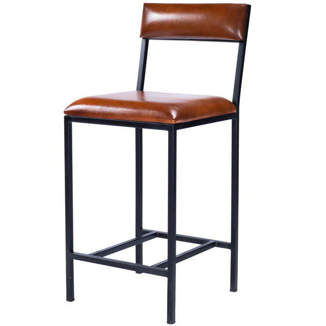 Lazarus 27 in. Seat Height Leather and Metal Counter Stool by Butler Specialty Company