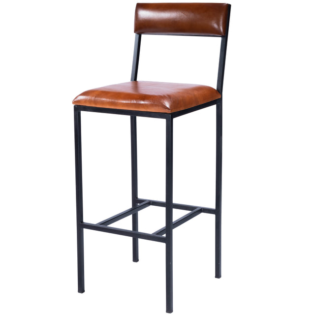 Lazarus 31.5 in. Seat Height Leather and Metal Bar Stool by Butler Specialty Company