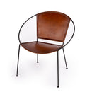 Milo 16.5 in. Seat Height Leather and Iron Orbital Shaped Accent Chair by Butler Specialty Company