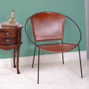 Milo 16.5 in. Seat Height Leather and Iron Orbital Shaped Accent Chair by Butler Specialty Company