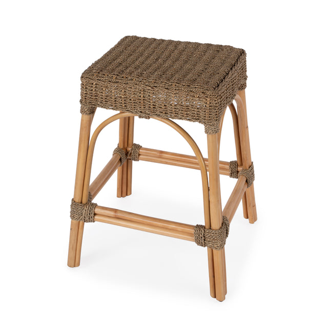 Robias 24.5 in. Seat Height Rectangular Rattan and Mendong Grass Counter Stool by Butler Specialty Company