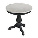 Danielle 24 in. W Round Marble and Wood Pedestal Side Table by Butler Specialty Company