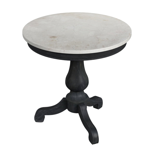 Danielle 24 in. W Round Marble and Wood Pedestal Side Table by Butler Specialty Company