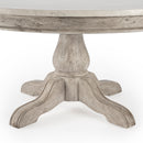 Danielle 38 in. W Round Marble and Wood Pedestal Coffee Table by Butler Specialty Company