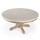 Danielle 38 in. W Round Marble and Wood Pedestal Coffee Table by Butler Specialty Company