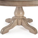 Danielle 38 in. W Round Marble and Wood Pedestal Coffee Table by Butler Specialty Company
