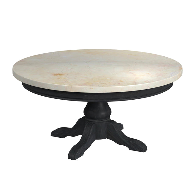 Danielle 38 in. W Round Marble and Wood Pedestal Coffee Table by Butler Specialty Company