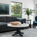 Danielle 38 in. W Round Marble and Wood Pedestal Coffee Table by Butler Specialty Company
