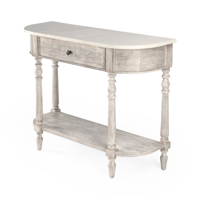 Danielle 40 in. W Rectangular Marble and Wood 1 Drawer Console Table with Lower Open Shelf by Butler Specialty Company