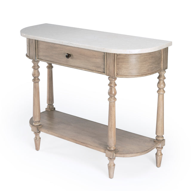 Danielle 40 in. W Rectangular Marble and Wood 1 Drawer Console Table with Lower Open Shelf by Butler Specialty Company