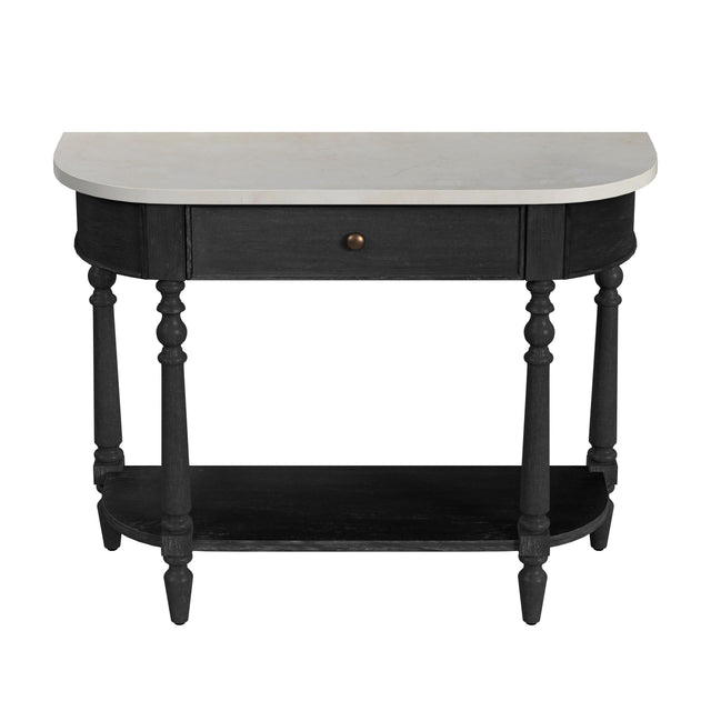Danielle 40 in. W Rectangular Marble and Wood 1 Drawer Console Table with Lower Open Shelf by Butler Specialty Company