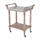 Danielle 30 in. W Rectangular Marble and Wood 2 Tier Mobile Bar Cart by Butler Specialty Company