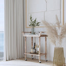 Danielle 30 in. W Rectangular Marble and Wood 2 Tier Mobile Bar Cart by Butler Specialty Company