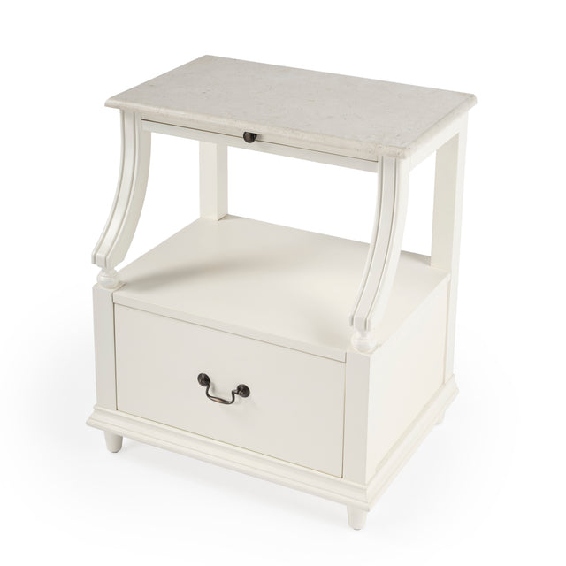 Mabel 24 in. W Rectangular Marble and Wood 1 Drawer Nightstand with Top Open Shelf by Butler Specialty Company