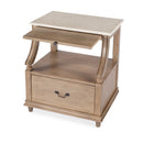 Mabel 24 in. W Rectangular Marble and Wood 1 Drawer Nightstand with Top Open Shelf by Butler Specialty Company