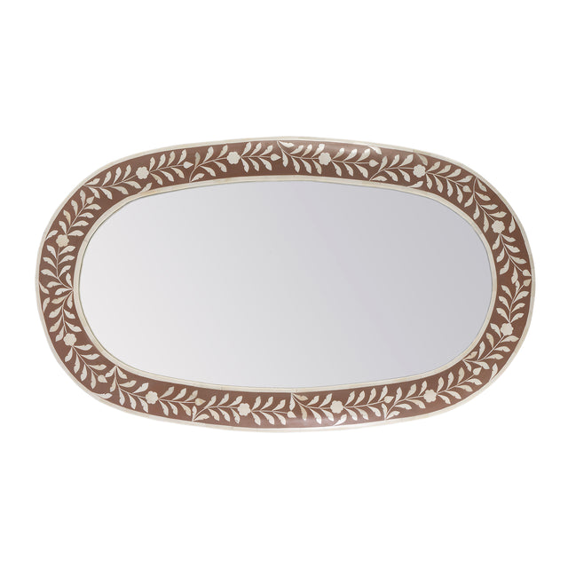 Trubadur 40"W x 24"H Oval Bone Inlay Horizonal or Vertical Decorative Wall Mirror by Butler Specialty Company