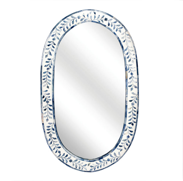 Trubadur 40"W x 23.25"H Oval Bone Inlay Horizonal or Vertical Decorative Wall Mirror by Butler Specialty Company