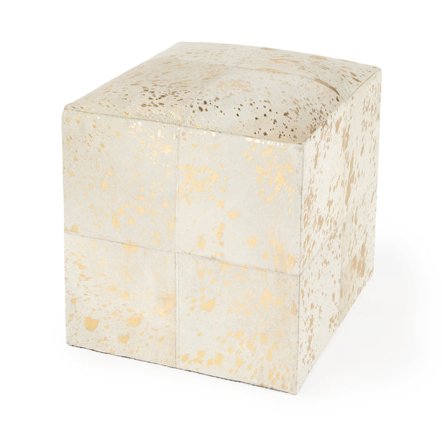 Victorian Hair on Hide with Spots Cube Ottoman by Butler Specialty Company
