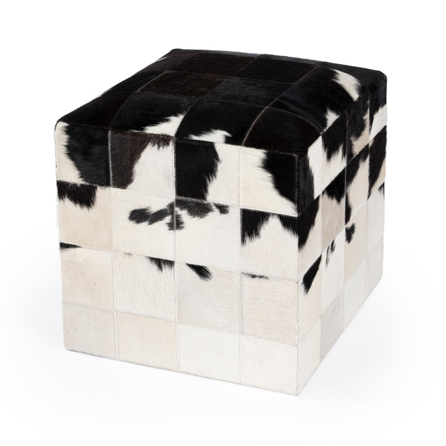 Victorian Hair on Hide Cube Ottoman by Butler Specialty Company