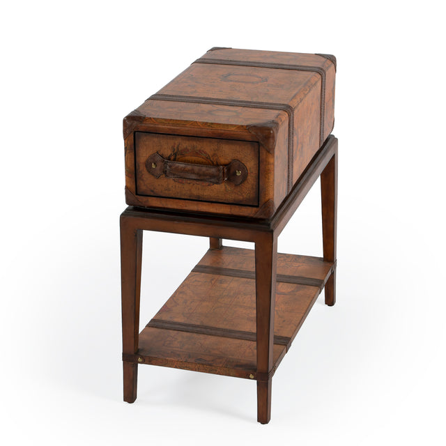 Vasco 24 in. W Rectangular Old World Map 1 Drawer Side Table with Lower Open Shelf by Butler Specialty Company