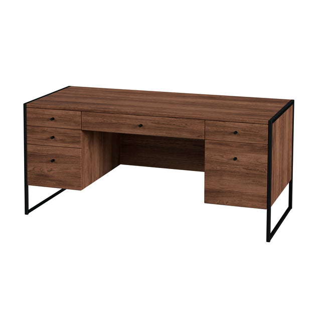 Drake 64 in. W Rectangular Iron and Wood 6 Drawer Executive Desk by Butler Specialty Company