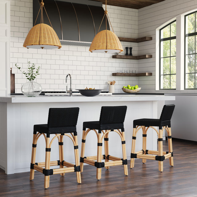 Serienna 24.5 in. Seat Height Rectangular  Rattan Low Back Counter Stool by Butler Specialty Company