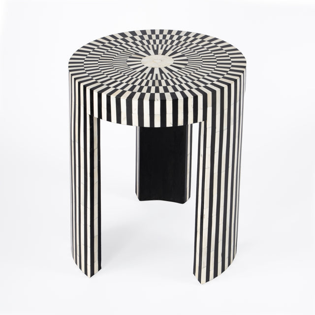 Rimma 18 in. W Round Bone Inlay 3 Leg Modern Side Table by Butler Specialty Company