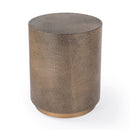 Olenka 20 in. W Round Leather and Metal Drum Side Table by Butler Specialty Company