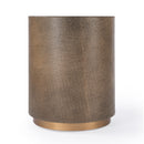 Olenka 20 in. W Round Leather and Metal Drum Side Table by Butler Specialty Company