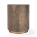 Olenka 20 in. W Round Leather and Metal Drum Side Table by Butler Specialty Company