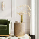 Olenka 20 in. W Round Leather and Metal Drum Side Table by Butler Specialty Company