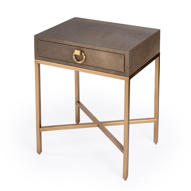 Sullia 20 in. W Rectangular Leather and Steel 1 Drawer End Table by Butler Specialty Company