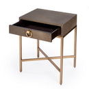 Sullia 20 in. W Rectangular Leather and Steel 1 Drawer End Table by Butler Specialty Company