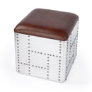 Midway 18 in. W Square Wood and Metal Aviator Themed Leather Storage Ottoman by Butler Specialty Company