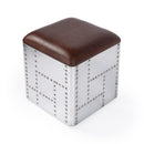 Midway 18 in. W Square Wood and Metal Aviator Themed Leather Storage Ottoman by Butler Specialty Company