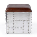 Midway 18 in. W Square Wood and Metal Aviator Themed Leather Storage Ottoman by Butler Specialty Company