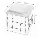 Midway 18 in. W Square Wood and Metal Aviator Themed Leather Storage Ottoman by Butler Specialty Company