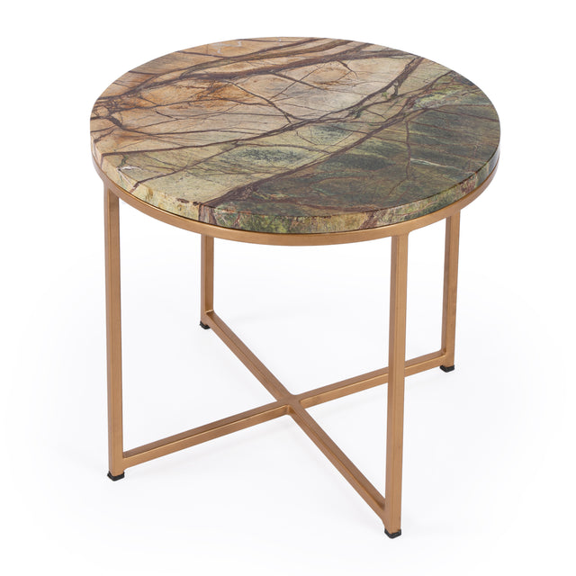 Giovanniya 19.75 in. W Round Marble and Metal Modern Side Table by Butler Specialty Company