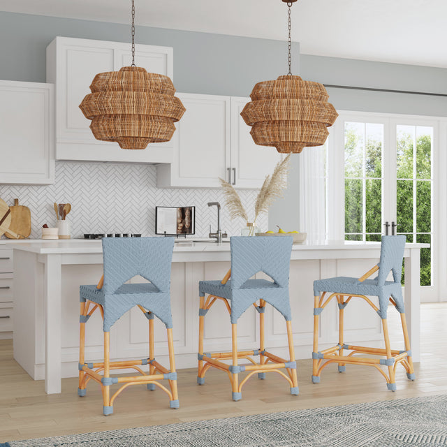 Creanly 25.25 in. Seat Height Rectangular Rattan Counter Stool with Back by Butler Specialty Company