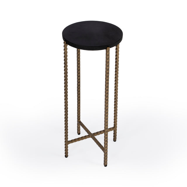 Nigella 8.5 in. W Round Granite and Metal Narrow Side Table by Butler Specialty Company