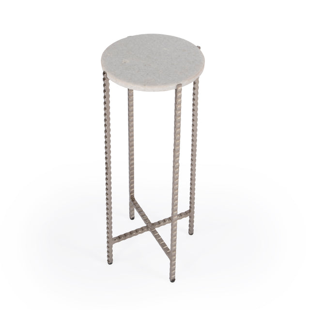 Nigella 8.5 in. W Round Marble and Metal Narrow Side Table by Butler Specialty Company
