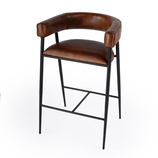 Dallas 28.5 in. Seat Height Leather and Metal Bar Stool by Butler Specialty Company