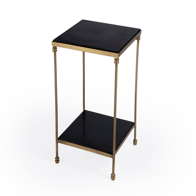 Imogen 12 in. W Square Iron and Granite Side Table with Lower Open Shelf by Butler Specialty Company