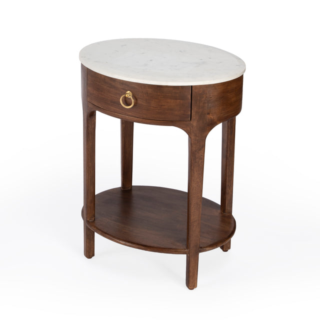 Ellen 18.25 in. W Oval Marble and Wood 1 Drawer Nightstand by Butler Specialty Company