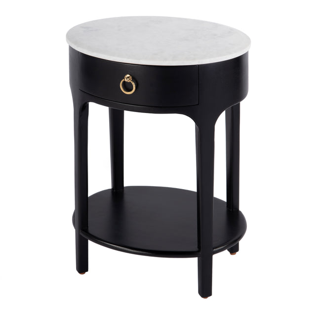 Ellen 18.25 in. W Oval Marble and Wood 1 Drawer Nightstand by Butler Specialty Company