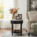 Ellen 18.25 in. W Oval Marble and Wood 1 Drawer Nightstand by Butler Specialty Company